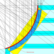 fig 1/ Tracé de la planche de noue en plan .