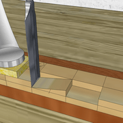 **ENTAILLE N° 3 :** Finition de la joue sciée avec la planche du ciseau