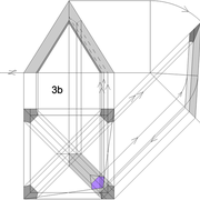**3b/** L'épure complète du principe avec la section à cinq cotés