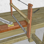 **a/** Amorce du sciage d'un arasement .