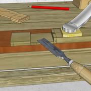 **6/** Au ciseaux à bois main et coupe fauchante nous calibrons proprement le tout .