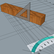 Fig 1/  tracé des génératrices des niveaux et des aplombs sur les champs et sur les faces .