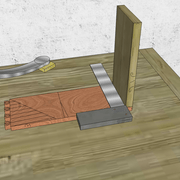 **1/** Nous positionnons nos bois pour piquer et tracer d'équerre l'assemblage.
