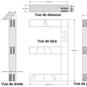 Dessin orthogonal de la pièce Assemblages d'angles enfourchements doubles/flottage et intermédiaire à tenons mortaises doubles traditionnels.