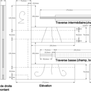 Dessin orthogonal de la pièce d'apprentissage petit cadre Raccordements de rainures.