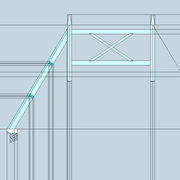 Fig 2/ Tracé de délardement, des empreintes de pannes et de la retombée d'arêtier