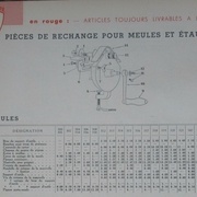 Pièces de rechange pour meules, Peugeot Frères 1938
