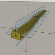 Fig 3/ Le but  logique de la plumée de devers, tracer la fibre neutre (axe des pièces de bois)