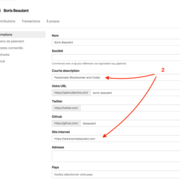 Ajout d'une description et d'un site web