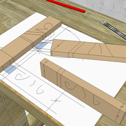 **6/** Apres avoir tracé les moulures/feuillures sur l'épure , nous finalisons le tracé secondaire.