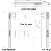 Dessin orthogonal de la pièce assemblages d'angle et intermédiaire à tenons/mortaises traditionnels.