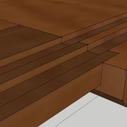 Rainures intégrées dans l'epaisseur du meuble supérieur.