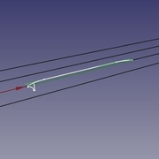 Représentattion en mode filaire du profil quart de rond et du chemin de balayage
