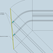 Fig 3/ Tracé de délardement, des empreintes de pannes et de la retombée d'arêtier