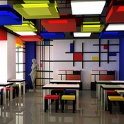 Café "de stijl" agencement contemporain d inspiration de stijl