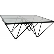 TABLE BASSE CARRÉE ALANDA B&B ITALY EN ACIER ET VERRE, PAOLO PIVA - 1975 http://www.design-market.fr