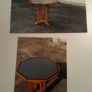 Table en pin ( 1°travail du stratifié)- meuble individuel