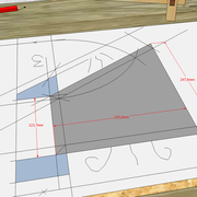 Matérialisation et prise de cotes du panneau sur l'épure .
