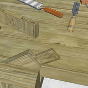 5/ Nous traçons l'épaulement, son renfort et nous les scions, puis nous "mouchons les tenons".