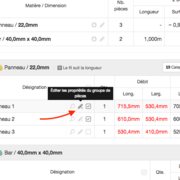 OpenCutList - Ouverture de la fenêtre d'édition de propriétés communes