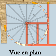 Vue en plan avec le projet de palier tracé en plus .