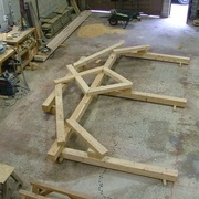 mise sur ligne des bois pour la ferme de pignon avec croupette et exercice de style