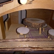 Mobilier rustique en rondelles de cèdre