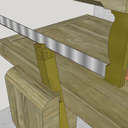 **4/**  Nous descendons les joues de tenons ,les enfourchements ainsi que le flottage, avec la scie à tenon.