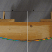 Comparaison : arc de cercle, réglet courbé RDM et patin réalisé