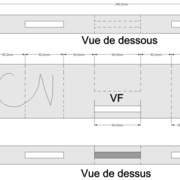 Dessin orthogonal de la pièce d'apprentissage, bûchages de mortaises .