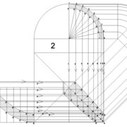 **2/** Tracé des arêtes courbes latérales en plan de la piece