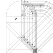 **2/** Tracés des arêtes latérales des faces  et des arêtes inférieures en plan