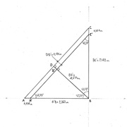 Étape 4 : on place la ligne supérieure de l'arbalétrier. Pour tous les calculs, voir dans le doc PDF