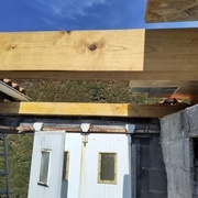 Pannes de l'extension du toit, avec la hauteur rajoutée des pannes, la quantité de terre ne pouvait pas être aussi importante que le toit, du coup ce sont des cactés acclimatés sans eau pendant un an qui ont hérité cette parcelle