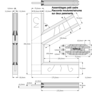 Dessin orthogonal de la pièce d'apprentissage assemblages petit cadre moulures/rainures sur deux parements .