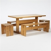 Ensemble tables bancs ,station les arcs par Charlotte Perriand 1968 http://www.artnet.com