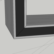 On plie selon la feuille d'alu du bas, qui se tord joliment avec un petit arrondi que Sketchup n'a pas voulu me dessiner (trop petit pour lui semble-t-il !)