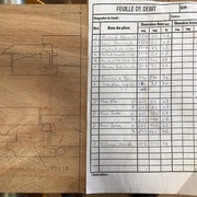 montant de droite, détails du vitrage et du panneau de bas de porte, feuille de débit