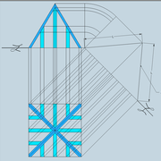 2 bis / Tracé de la construction d'élévation du triangle d’arêtier
