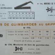 Fers de guimbarde (catalogues Goldenberg 1927 [h.] et 1934 [b.])
