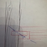 Coupe de la solution envisagée (vis biaise selon axe bleu)