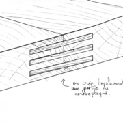 On colle les demi-lamello en bout. Répartis sur l'épaisseur ils créent localement une sorte de contreplaqué.