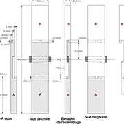 Dessin orthogonal de la pièce d'apprentissage assemblage enture à trait de Jupiter du menuisier