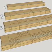Progression du tracé de la pièce d'initiation vu du champ et du parement de référence