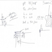 schéma pour le garde corps sous pente, sections des bois