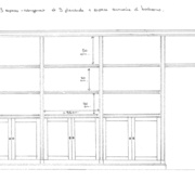 Croquis du grand meuble de présentation.