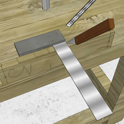 **2/** A l'aide de notre réglet et de l'équerre, nous traçons les abouts de mortaises.