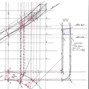 détail haut, vue de gauche de la coupe à l'axe de la main courante et du volume capable