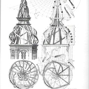 Ex pentagone en charpente : épure de clocher torse