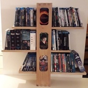 Initialement concue pour acceuillir des livres de poche, je trouve (via ce test avec des DVD) que l'étagèe est pratique mais pas mise en valeur avec cette utilisation